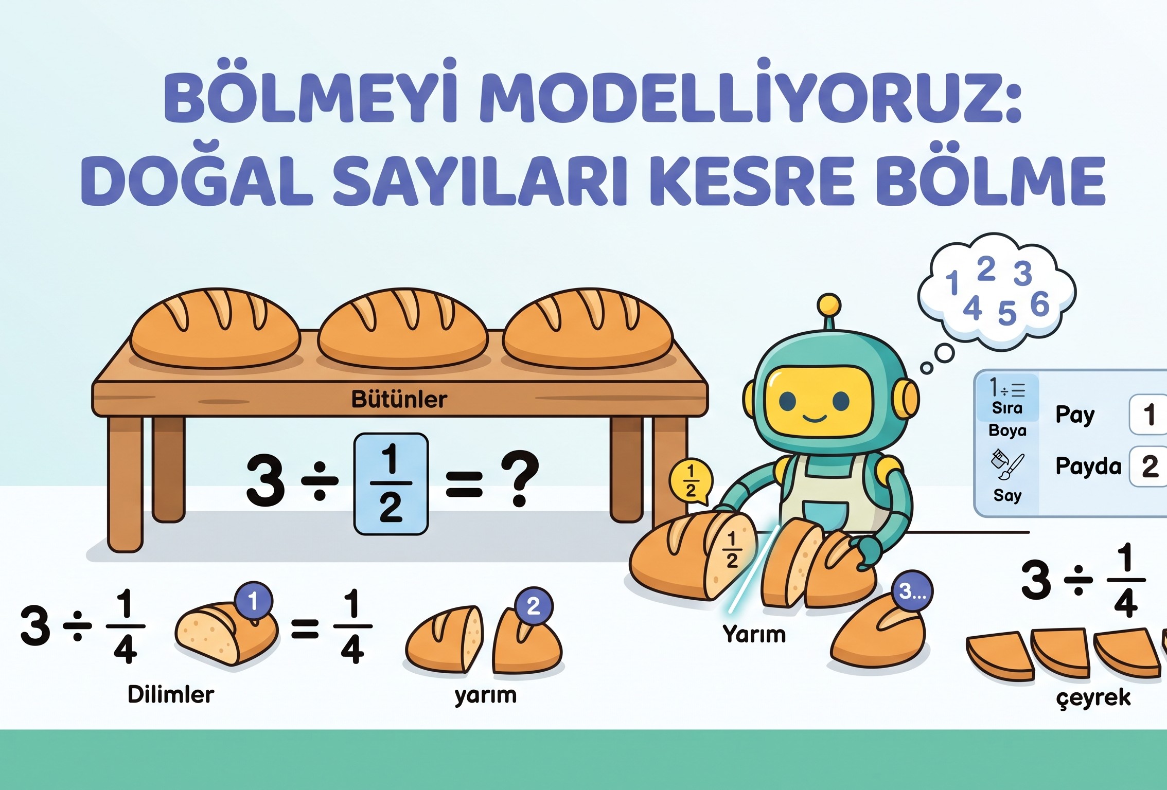 Doğal Sayıyı Kesre Bölme: Ekmek Modeli ile İnteraktif Etkinlik